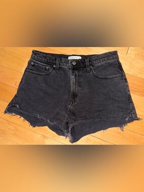 Abercrombie & Fitch Black Denim Raw-Hem Cutoff Shorts